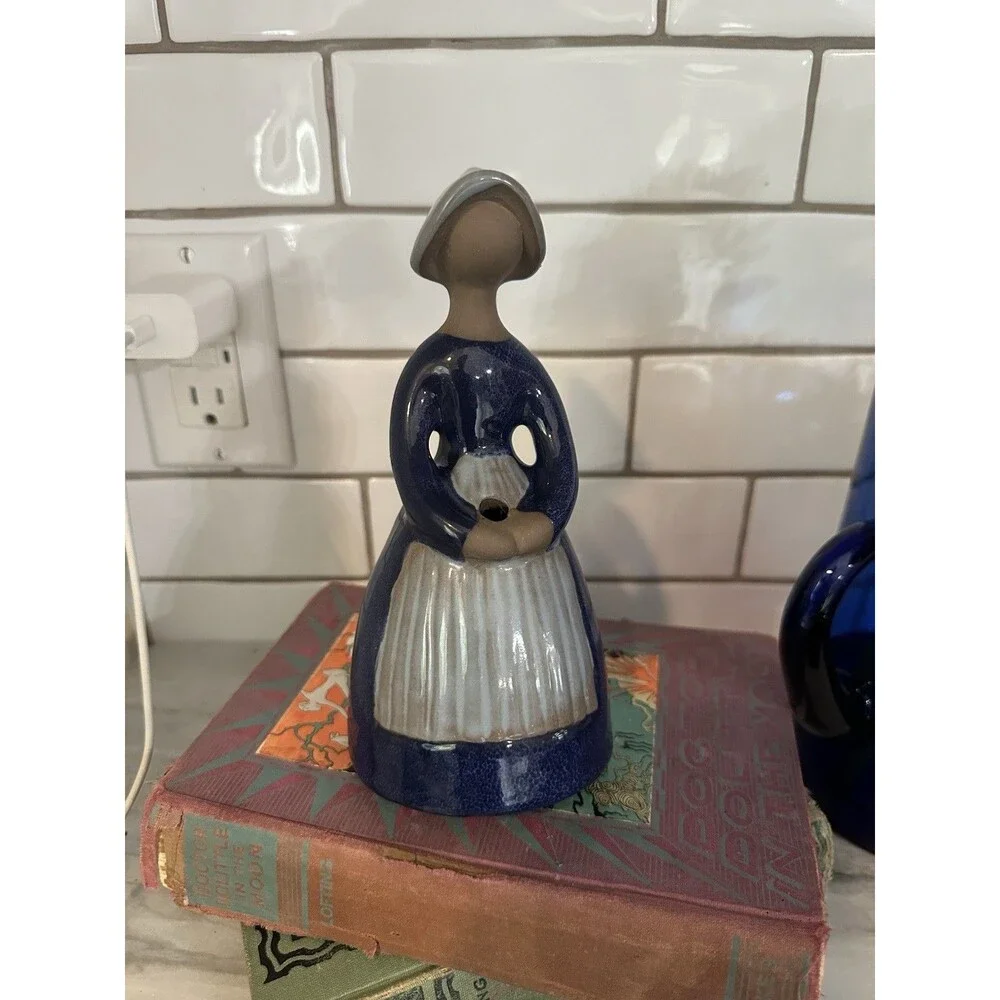 Swedish JIE Gantofta Pottery Flower Girl Figural Bud Vase Vintage 7 1/2